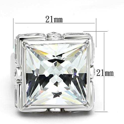 LOAS862 - Rhodium 925 Sterling Silver Ring with AAA Grade CZ in Clear - Alamode - Flyclothing LLC