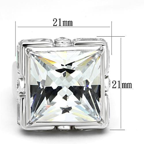 LOAS862 - Rhodium 925 Sterling Silver Ring with AAA Grade CZ  in Clear