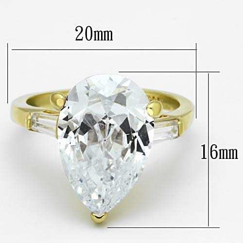 LOAS867 - Gold 925 Sterling Silver Ring with AAA Grade CZ in Clear - Alamode - Flyclothing LLC