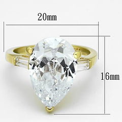 LOAS867 - Gold 925 Sterling Silver Ring with AAA Grade CZ  in Clear