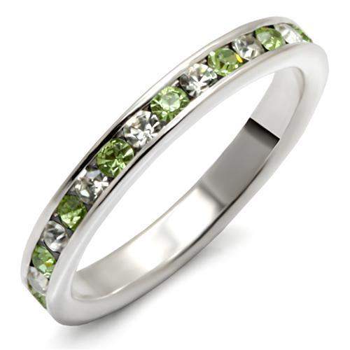 LOAS912 - High-Polished 925 Sterling Silver Ring with Top Grade Crystal in Peridot - Alamode - Flyclothing LLC