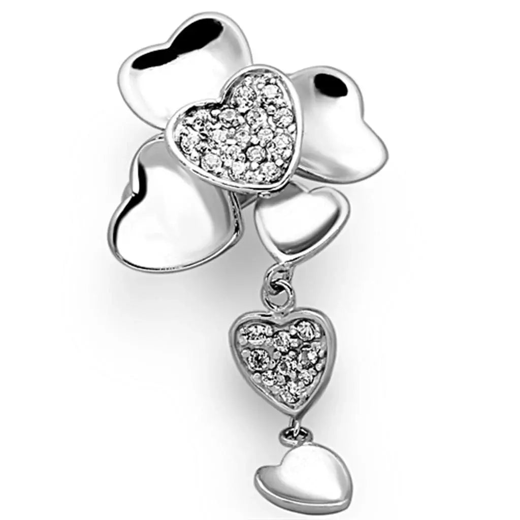 LOAS931 - Rhodium 925 Sterling Silver Ring with AAA Grade CZ in Clear - Alamode - Flyclothing LLC