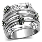 LOATK1372 - High polished (no plating) Stainless Steel Ring with Epoxy in Jet - Alamode - Flyclothing LLC