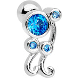 Aqua CZ Gem Sassy Swirl Cartilage Tragus Earring - BodyCandy - Flyclothing LLC