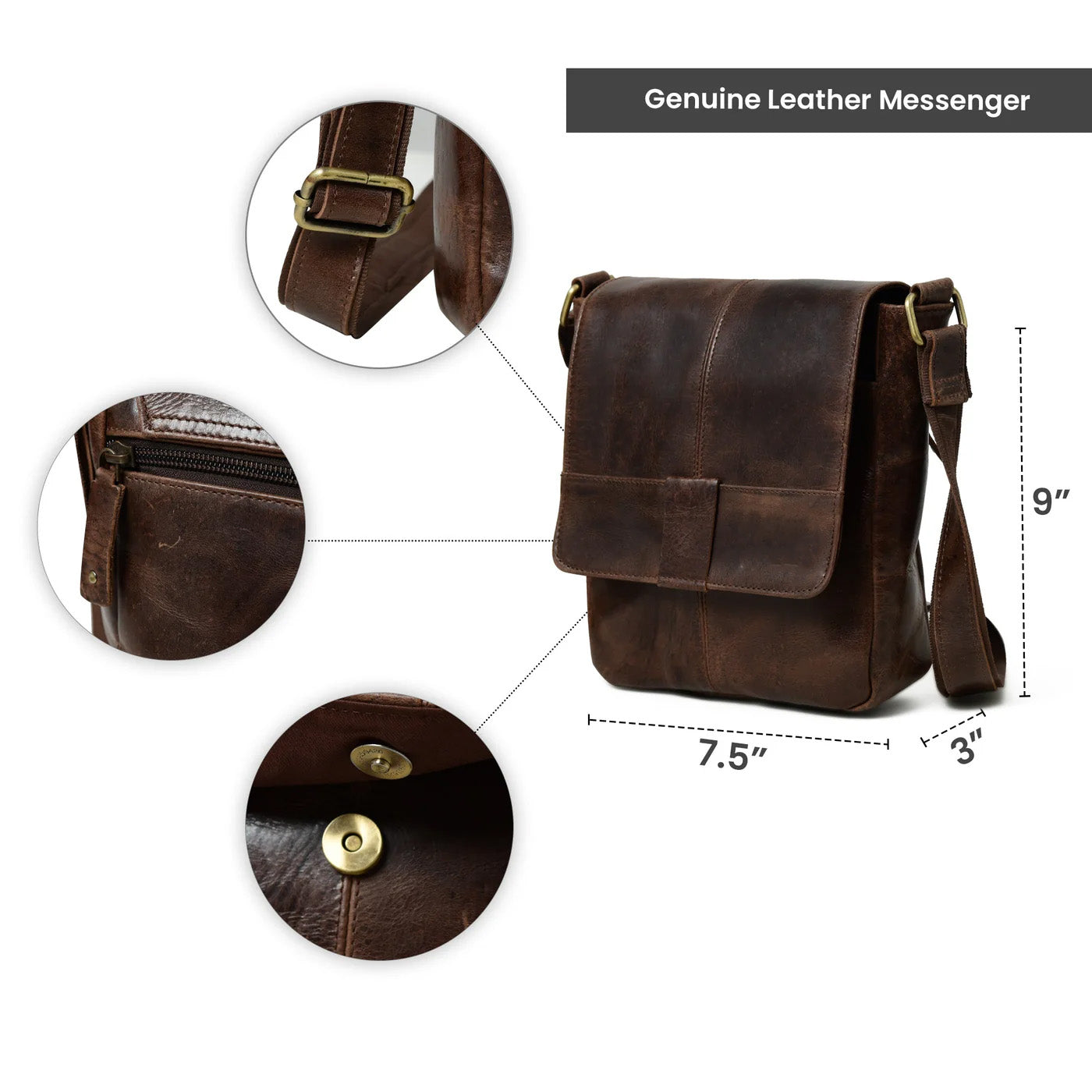 Brown Leather Crossbody Bag - Classy Leather Bags - Flyclothing LLC