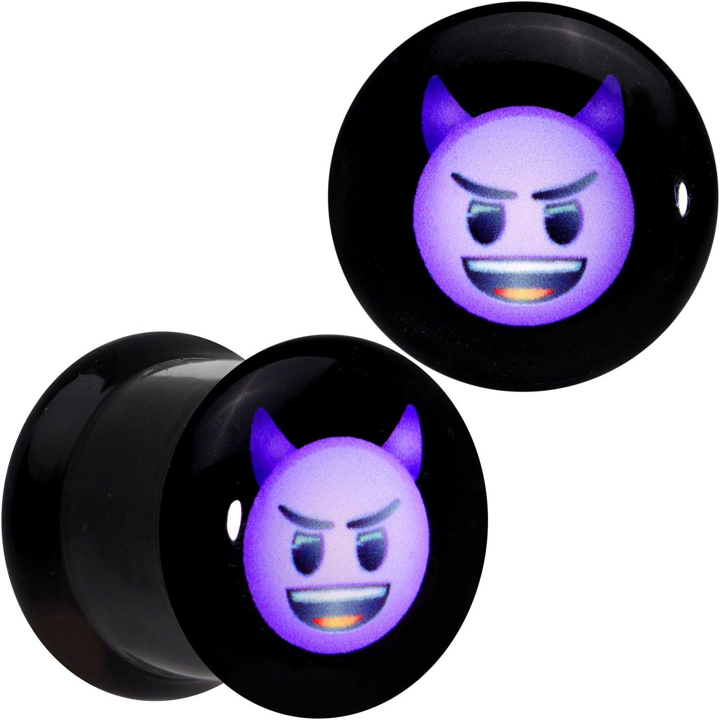 7/16 Licensed Purple Devil emoji Acrylic Double Flare Plug Set - BodyCandy - Flyclothing LLC