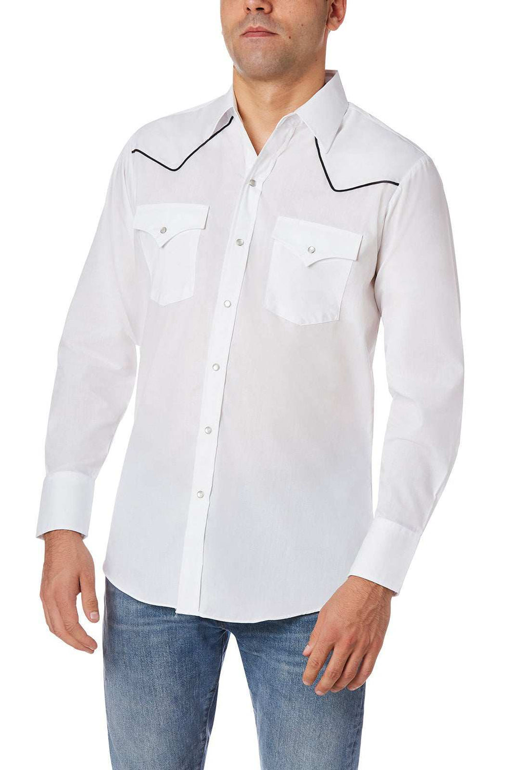 Men's Ely Cattleman Long Sleeve Western Snap Shirt with Contrast Piping - Ely Cattleman - Flyclothing LLC