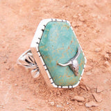 Longhorn Green Turquoise and Sterling Silver Ring - Barse Jewelry - Flyclothing LLC