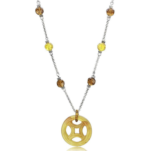 LOS027 - Silver 925 Sterling Silver Necklace with Synthetic Jade in Multi Color