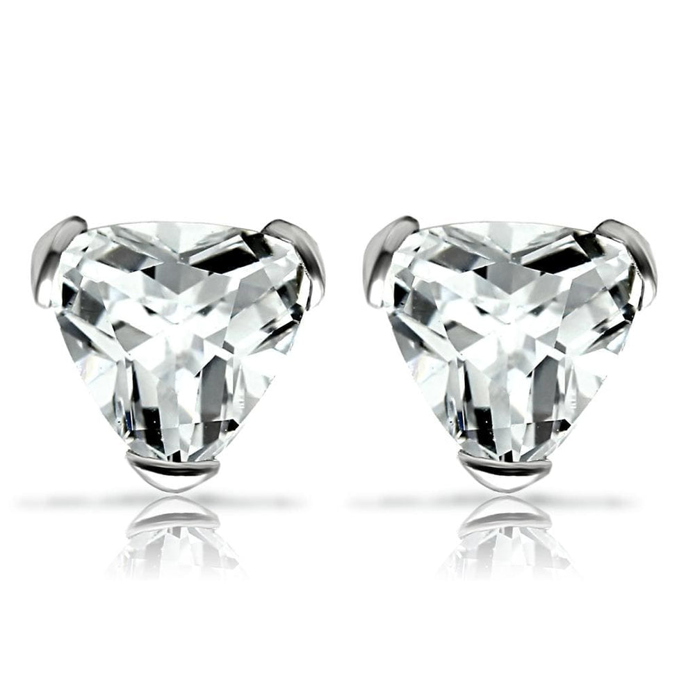LOS048 - Rhodium 925 Sterling Silver Earrings with AAA Grade CZ  in Clear - Alamode