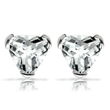 LOS048 - Rhodium 925 Sterling Silver Earrings with AAA Grade CZ  in Clear - Alamode