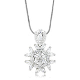 LOS067 - Rhodium 925 Sterling Silver Pendant with AAA Grade CZ  in Clear - Alamode