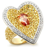 LOS096 - Gold+Rhodium 925 Sterling Silver Ring with AAA Grade CZ  in Champagne - Alamode