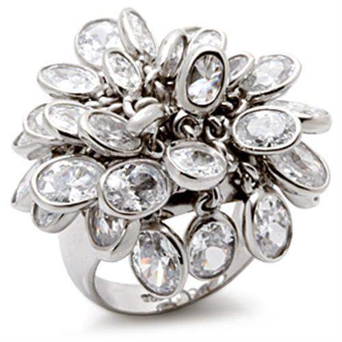 LOS114 - Rhodium 925 Sterling Silver Ring with AAA Grade CZ in Clear - Alamode - Flyclothing LLC
