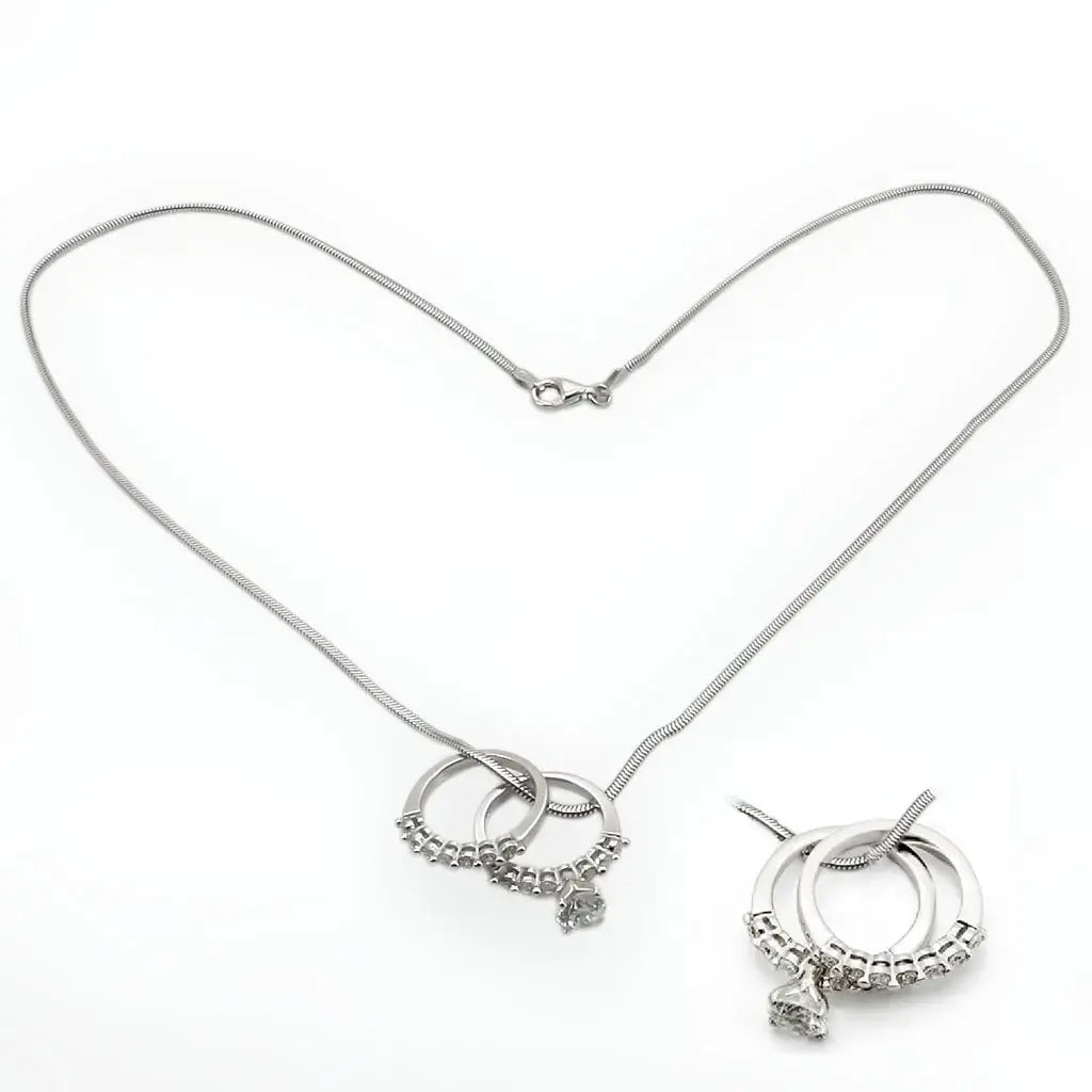 LOS144 - Rhodium 925 Sterling Silver Pendant with AAA Grade CZ in Clear - Alamode - Flyclothing LLC