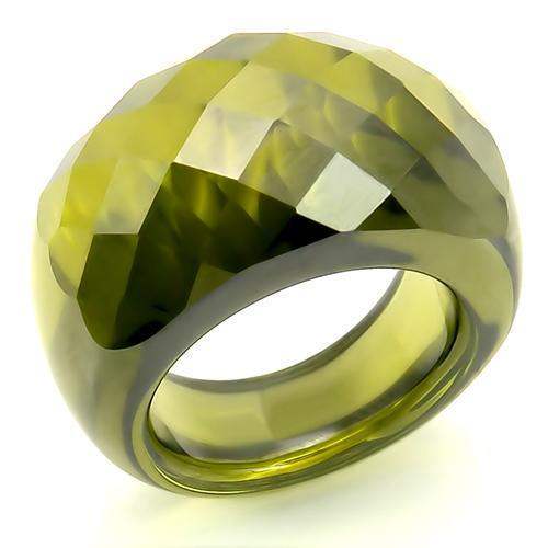 LOS145 - Stone Ring with AAA Grade CZ in Olivine color - Alamode - Flyclothing LLC