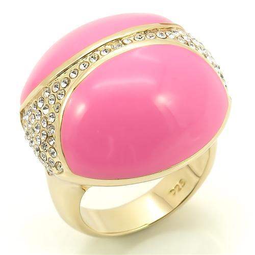 LOS170 - Gold 925 Sterling Silver Ring with Top Grade Crystal in Clear - Alamode - Flyclothing LLC