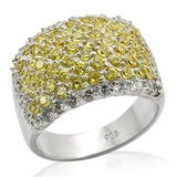 LOS204 - Rhodium 925 Sterling Silver Ring with AAA Grade CZ  in Topaz