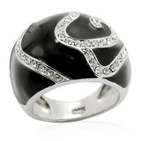 LOS212 - Rhodium 925 Sterling Silver Ring with Top Grade Crystal  in Clear - Alamode