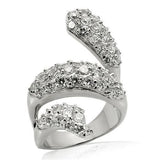 LOS219 - Rhodium 925 Sterling Silver Ring with AAA Grade CZ  in Clear - Alamode