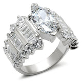 LOS269 - Rhodium 925 Sterling Silver Ring with AAA Grade CZ  in Clear - Alamode