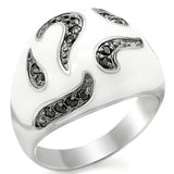 LOS355 - Rhodium + Ruthenium 925 Sterling Silver Ring with AAA Grade CZ  in Jet - Alamode