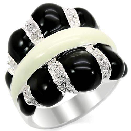 LOS364 - Silver 925 Sterling Silver Ring with AAA Grade CZ in Clear - Alamode - Flyclothing LLC