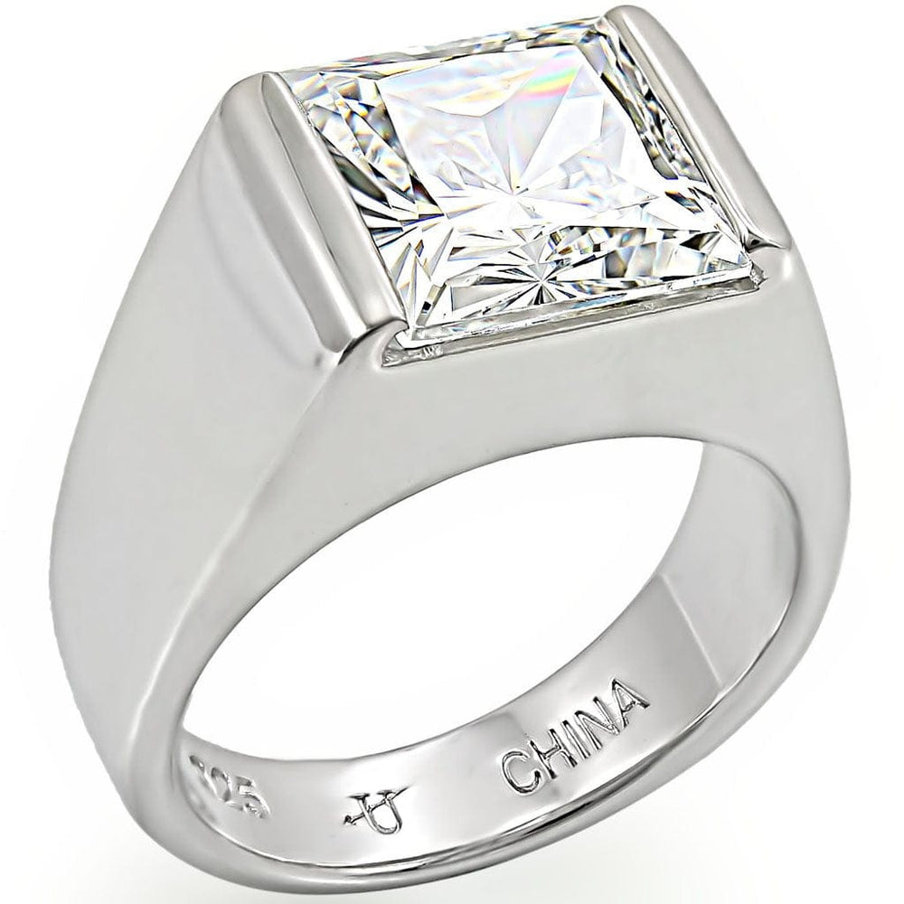 LOS374 - Rhodium 925 Sterling Silver Ring with AAA Grade CZ  in Clear - Alamode
