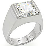 LOS374 - Rhodium 925 Sterling Silver Ring with AAA Grade CZ  in Clear - Alamode