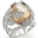 LOS392 - High-Polished 925 Sterling Silver Ring with AAA Grade CZ  in Champagne - Alamode