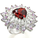 LOS399 - High-Polished 925 Sterling Silver Ring with AAA Grade CZ  in Garnet
