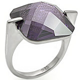 LOS409 - High-Polished 925 Sterling Silver Ring with AAA Grade CZ  in Amethyst - Alamode