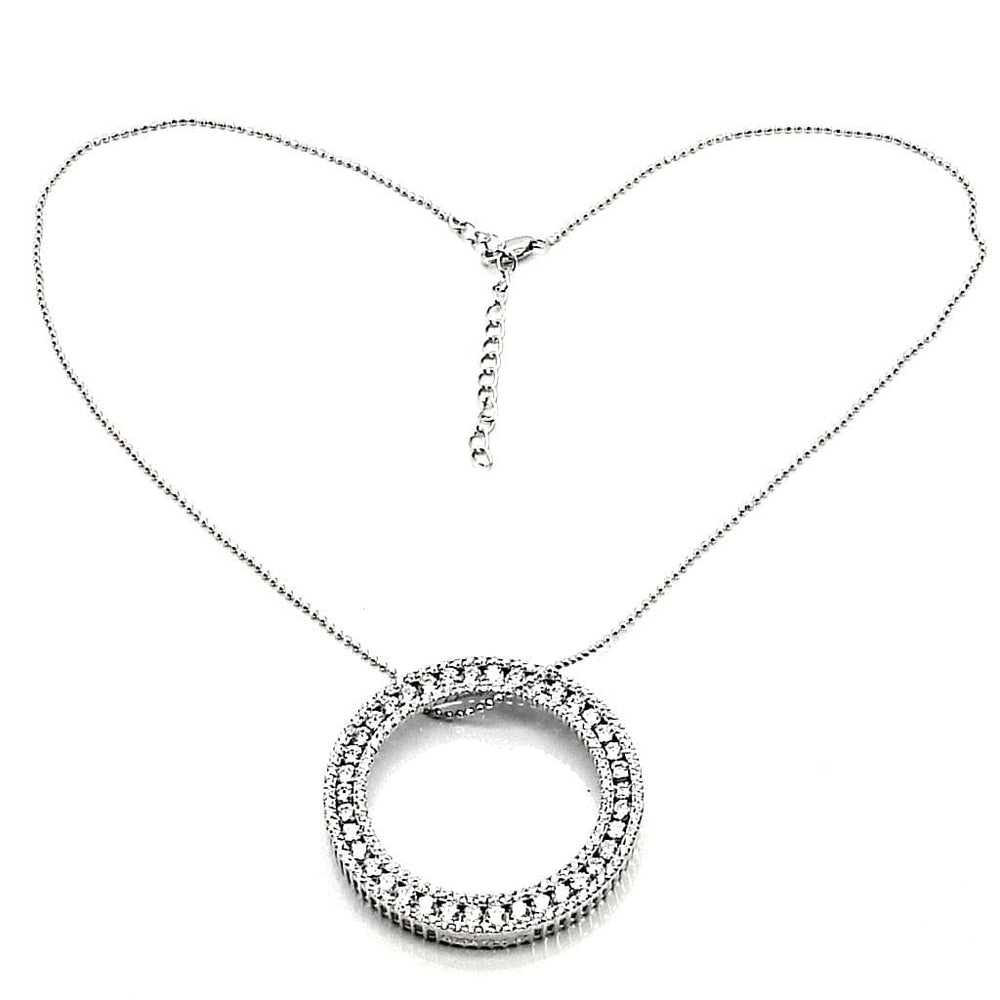 LOS417 - Rhodium 925 Sterling Silver Chain Pendant with AAA Grade CZ  in Clear - Alamode
