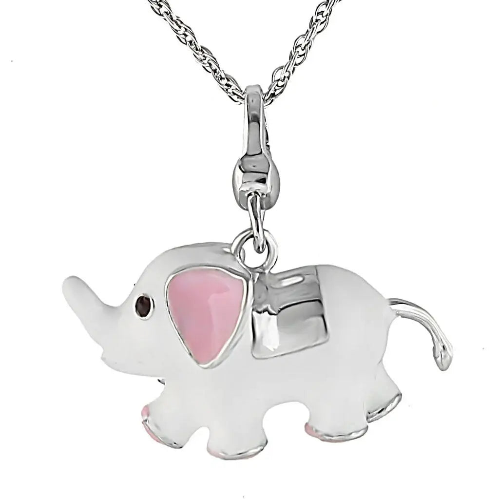 LOS421 - Silver 925 Sterling Silver Chain Pendant with Top Grade Crystal in Siam - Alamode - Flyclothing LLC