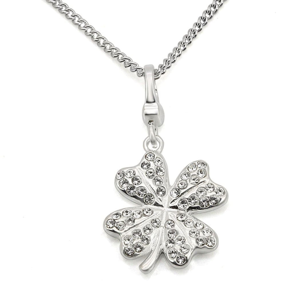 LOS425 - Silver 925 Sterling Silver Chain Pendant with Top Grade Crystal  in Clear - Alamode