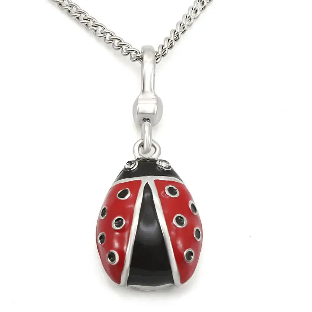 LOS438 - Silver 925 Sterling Silver Chain Pendant with Top Grade Crystal in Black Diamond - Alamode - Flyclothing LLC