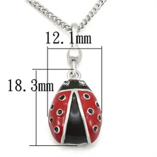 LOS438 - Silver 925 Sterling Silver Chain Pendant with Top Grade Crystal in Black Diamond - Alamode - Flyclothing LLC