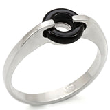 LOS456 - Silver 925 Sterling Silver Ring with Semi-Precious Agate in Jet - Alamode