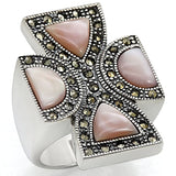 LOS458 - Antique Tone 925 Sterling Silver Ring with Precious Stone Conch in Rose - Alamode