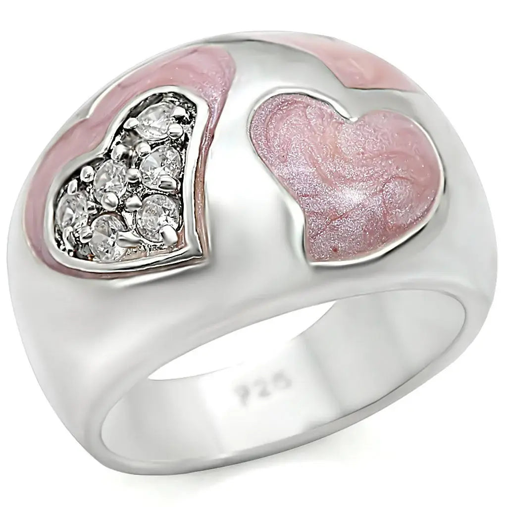LOS467 - Rhodium 925 Sterling Silver Ring with AAA Grade CZ in Clear - Alamode - Flyclothing LLC