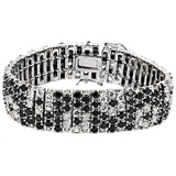 LOS476 - Rhodium 925 Sterling Silver Bracelet with AAA Grade CZ  in Black Diamond - Alamode