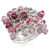 LOS477 - Rhodium 925 Sterling Silver Ring with Top Grade Crystal  in Multi Color - Alamode