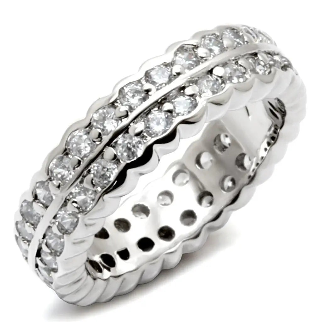 LOS496 - Rhodium 925 Sterling Silver Ring with AAA Grade CZ in Light Amethyst - Alamode - Flyclothing LLC