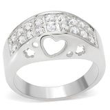 LOS506 - Silver 925 Sterling Silver Ring with AAA Grade CZ  in Clear - Alamode