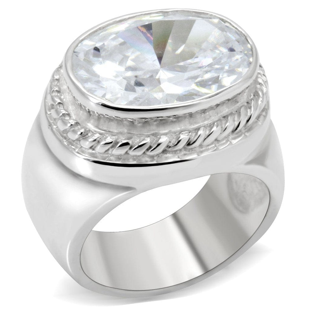LOS519 - Silver 925 Sterling Silver Ring with AAA Grade CZ  in Clear - Alamode