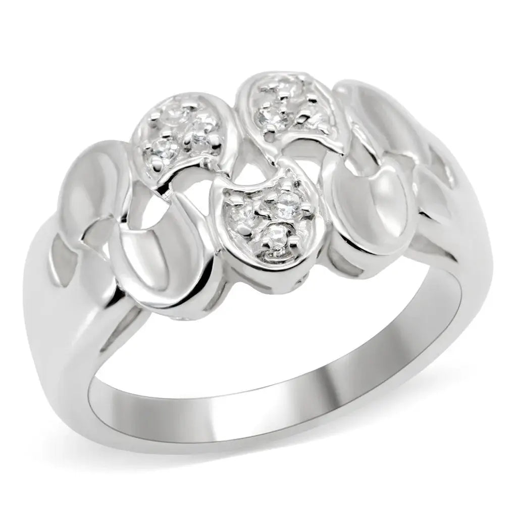 LOS523 - Silver 925 Sterling Silver Ring with AAA Grade CZ in Clear - Alamode - Flyclothing LLC