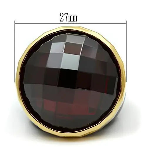 LOS525 - Gold 925 Sterling Silver Ring with AAA Grade CZ in Garnet - Alamode - Flyclothing LLC