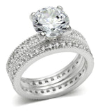 LOS527 - Rhodium 925 Sterling Silver Ring with AAA Grade CZ  in Clear - Alamode