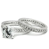 LOS527 - Rhodium 925 Sterling Silver Ring with AAA Grade CZ  in Clear - Alamode