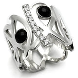 LOS532 - Silver 925 Sterling Silver Ring with Semi-Precious Onyx in Jet - Alamode